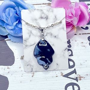 Handmade, polymer clay necklace with Swarovski crystal accent